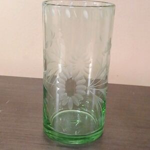 Vintage hand etched vase or tumbler
